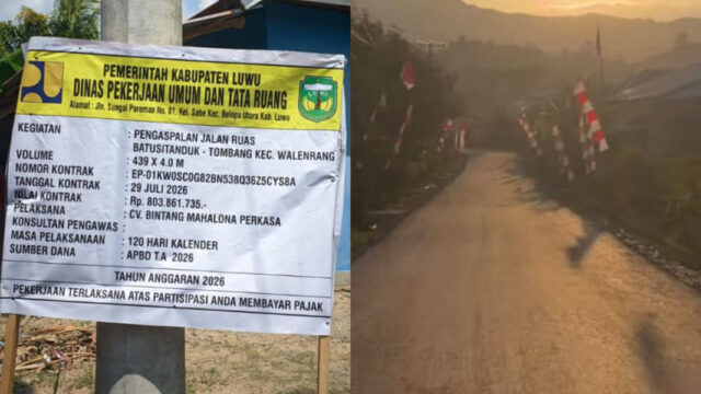 Papan Proyek Batusitanduk–Tombang Dipertanyakan Warga, Dinas PUTR Luwu: Pengusulan Jalan Gunakan Sistem Koridor